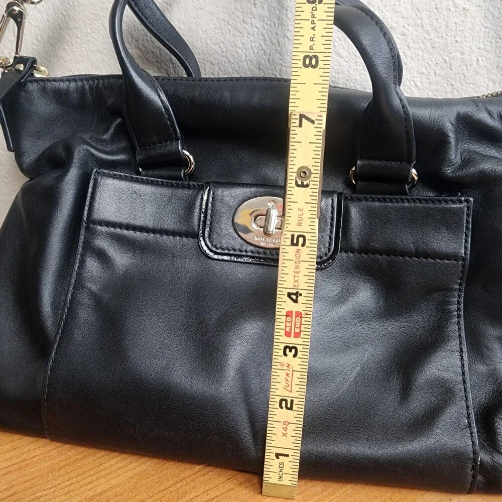 Kate Spade New York Satchel Bag Womens Medium Black Leather Crossbody Purse Zip
